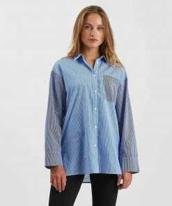 Moves DARI Hemdbluse Blue Depth Damen