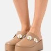 L37 MOON RING Pantolette Hoch Tan Damen