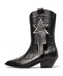 L37 Damen Cowboy /Bikerstiefelette Black