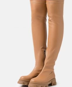 L37 Damen WOMAN Plateaustiefel Tan